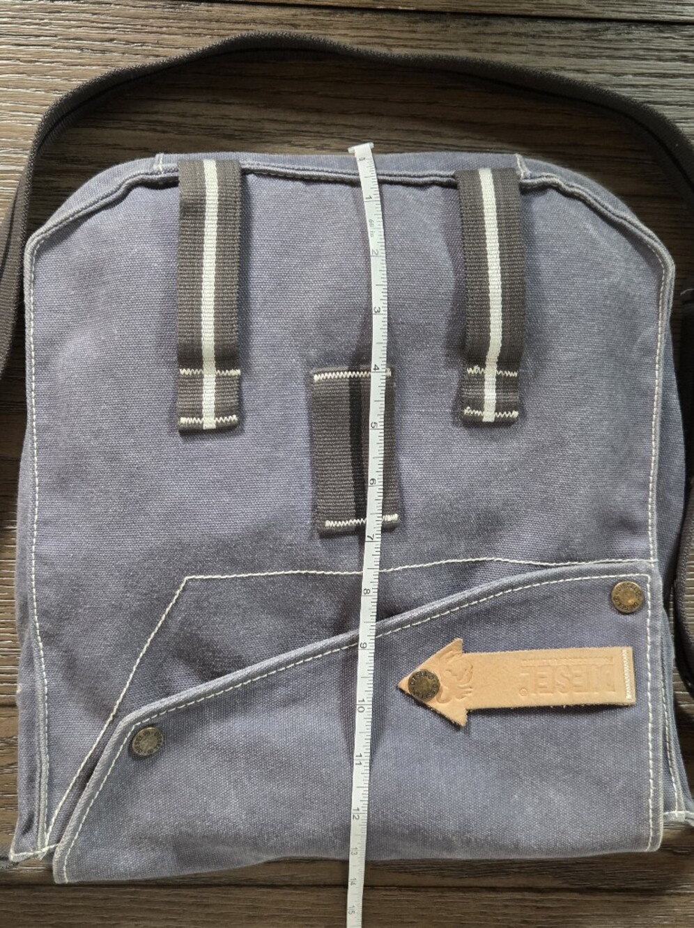 Vtg DIESEL Y2K Distressed Grey Canvas Messenger Bag - Excellent Condition - Picture 13 of 13